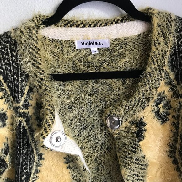 Violetruby Black Yellow Knit long line Eyelash Sweater Size S - Picture 5 of 6